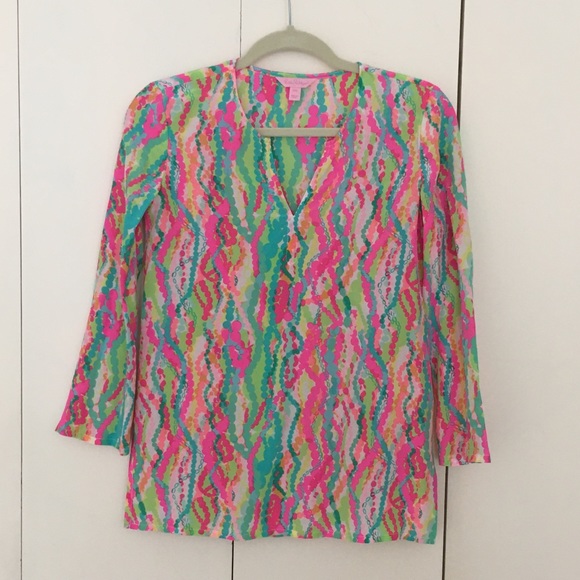 Lilly Pulitzer Silk Shirt in Dripping in Jewels - Picture 1 of 4